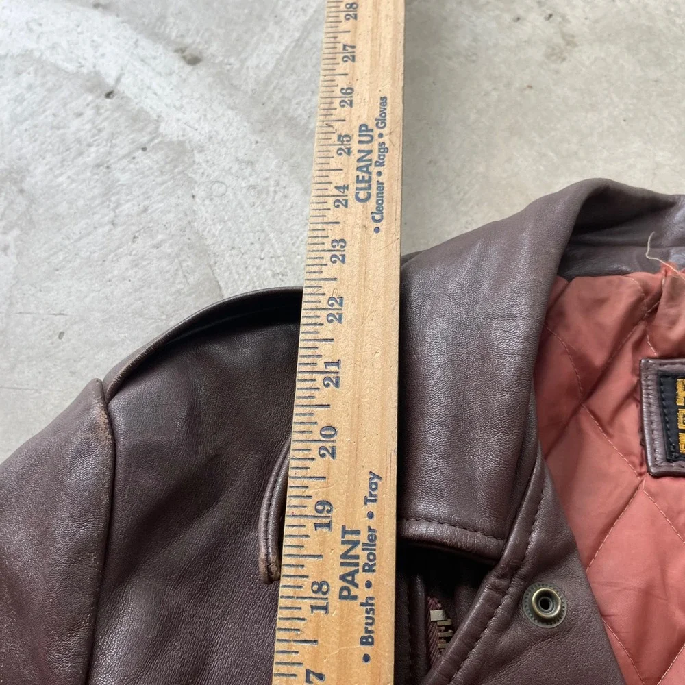Vintage Protech Leather Apparel Brown Biker Motorcycle Jacket Mens 44 Laced Side